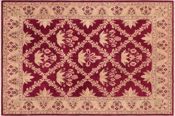 handmade Transitional Kafkaz Chobi Ziegler Magenta Beige Hand Knotted RECTANGLE 100% WOOL area rug 8 x 10